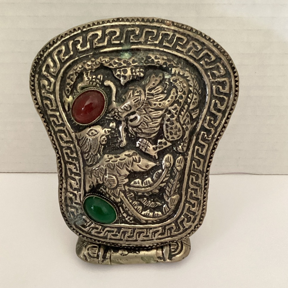 Vintage Tibetan freestanding Dragon/Phoenix mirror
